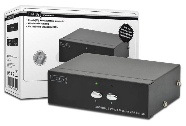 Przełącznik - Switch VGA 2/1 - 2 nadajniki - 1 odbiornik Digitus - obrazek 2