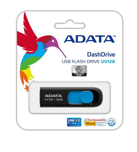 Flashdrive 128GB USB 3.0 Adata DashDrive UV128 Czarno-niebieski - obrazek 2