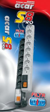 Listwa zasilająca Acar S8 PRO  8 gniazd  5.0 m  Czarna - obrazek 2