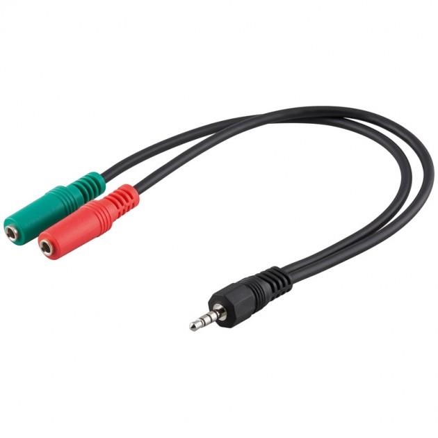 Kabel Audio Mini Jack Stereo męski na 2 x żeński Mini Jack rozgałęźnik  0.2 m  Manhattan