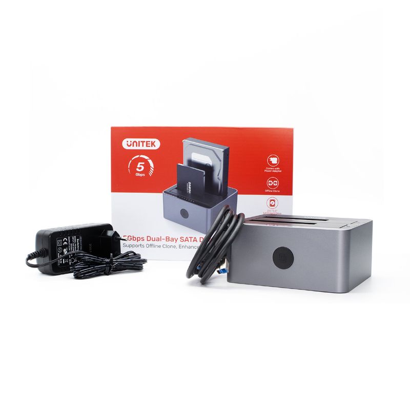 Stacja dokująca dla dysków HDD 2.5 i 3.5 USB 3.0 Dual HDD Unitek Y-3026GY01-EU - obrazek 5