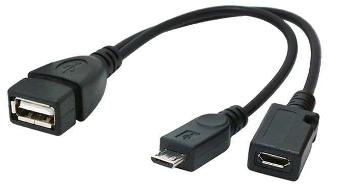 Kabel OTG USB 2.0 żeński na microUSB męski + Zasilanie Gembird