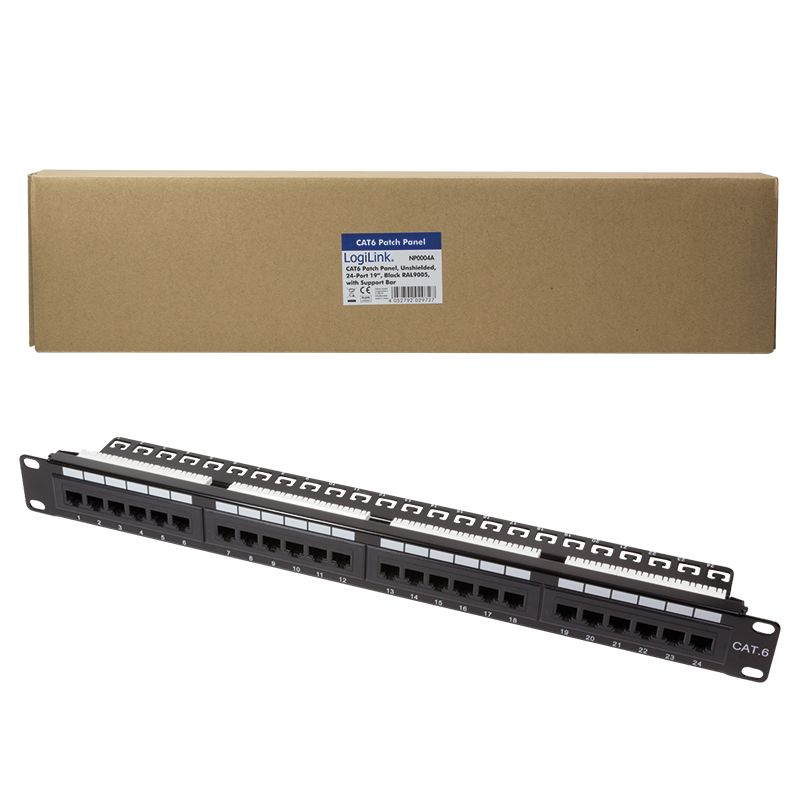 Patchpanel 19" 1U 24 porty kat. 6 UTP Czarny - obrazek 3