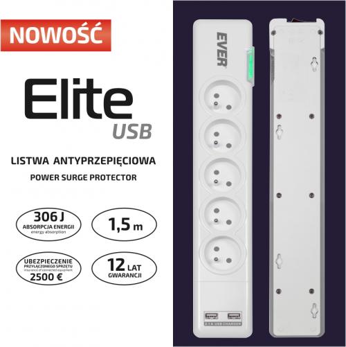 Listwa zasilająca Ever Elite USB 1.8m - obrazek 2