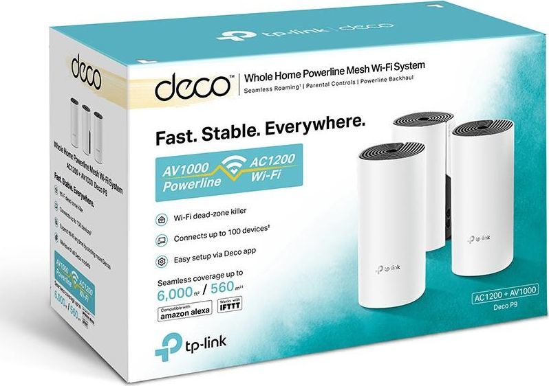 Domowy system Wi-Fi Mesh AC1200 + HomePlug AV1000 TP-Link Deco P9 3-Pack - obrazek 2