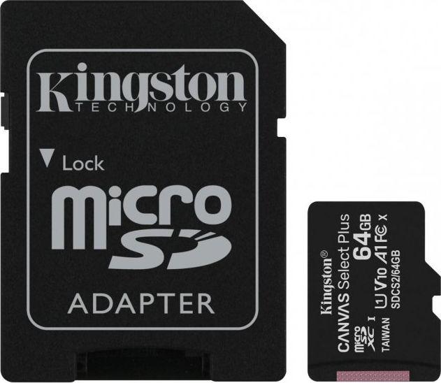 - karta pamieci MicroSD   64GB SDXC  Kingston Canvas Select Plus 100MB/s + Adapter SD!