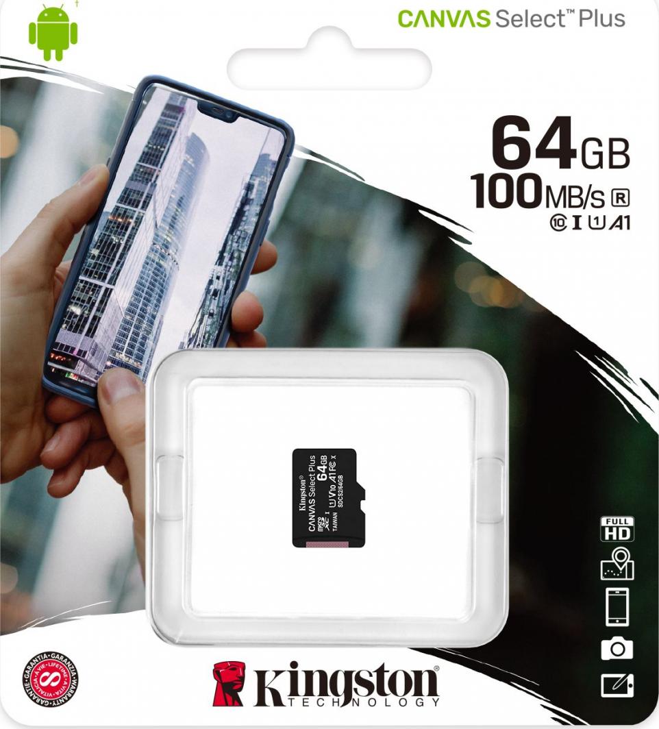 - karta pamieci MicroSD 64GB SDXC Kingston Canvas Select Plus 100MB/s - obrazek 2