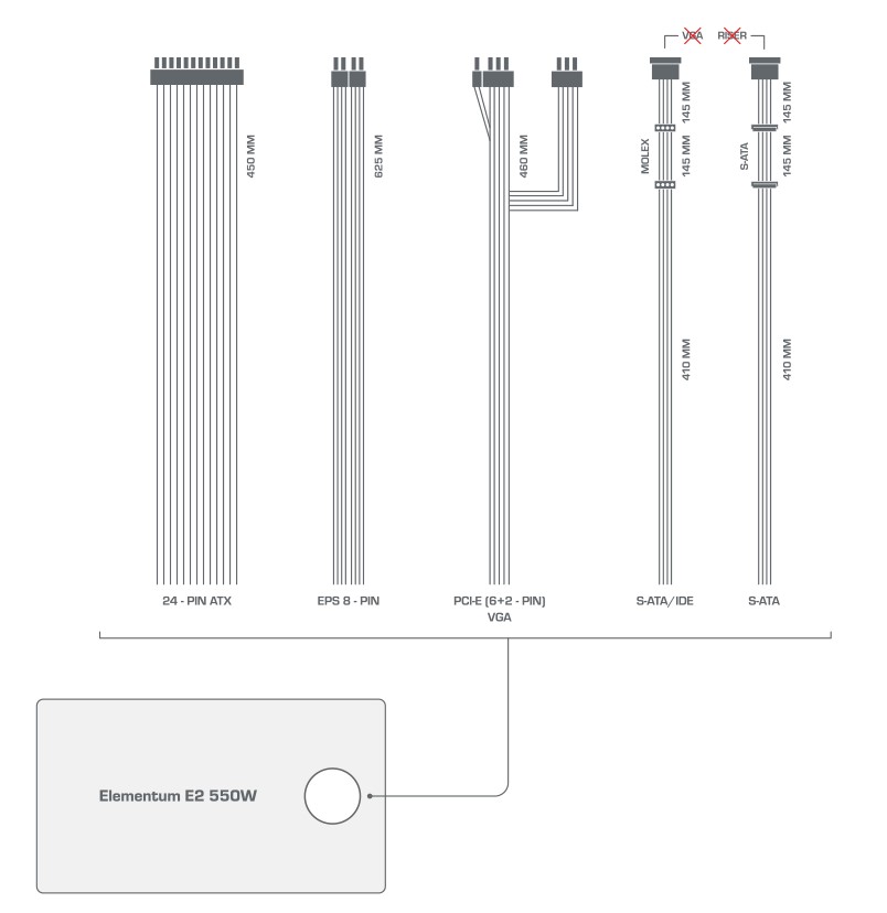 Zasilacz ATX 550W SilentiumPC Elementum E2 SI 80 Plus - obrazek 5