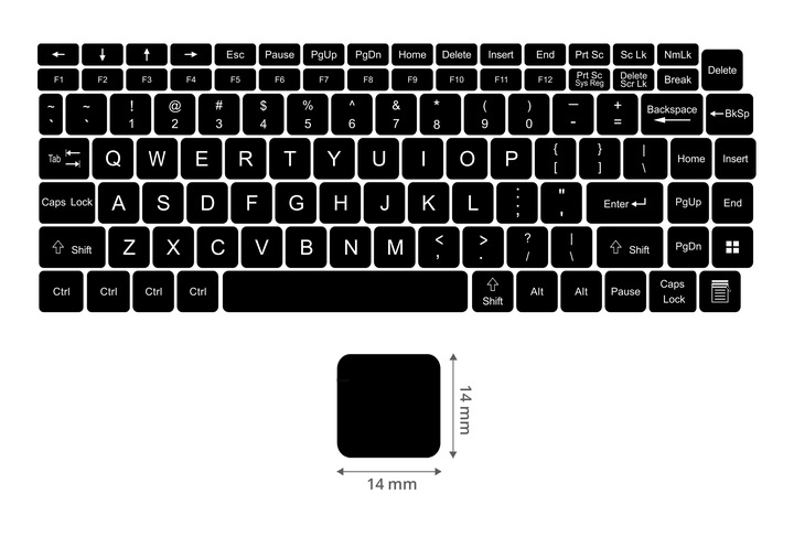 Naklejki na klawiaturę laptopa, układ Polski (programisty)