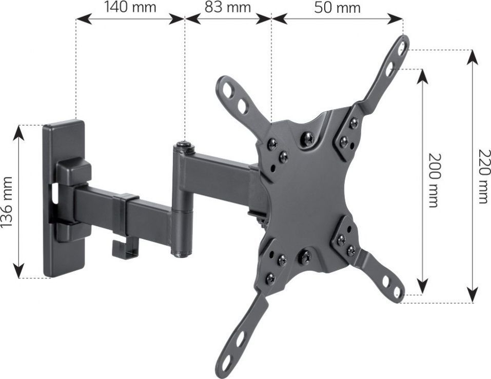 Uchwyt do mocowania LCD 13" - 42" - 20 Kg Ścienny uchylny/obrotowy Techly - obrazek 2