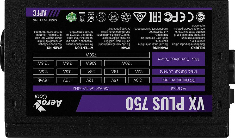 Zasilacz ATX 750W AeroCool VX PLUS 80 Plus - obrazek 4