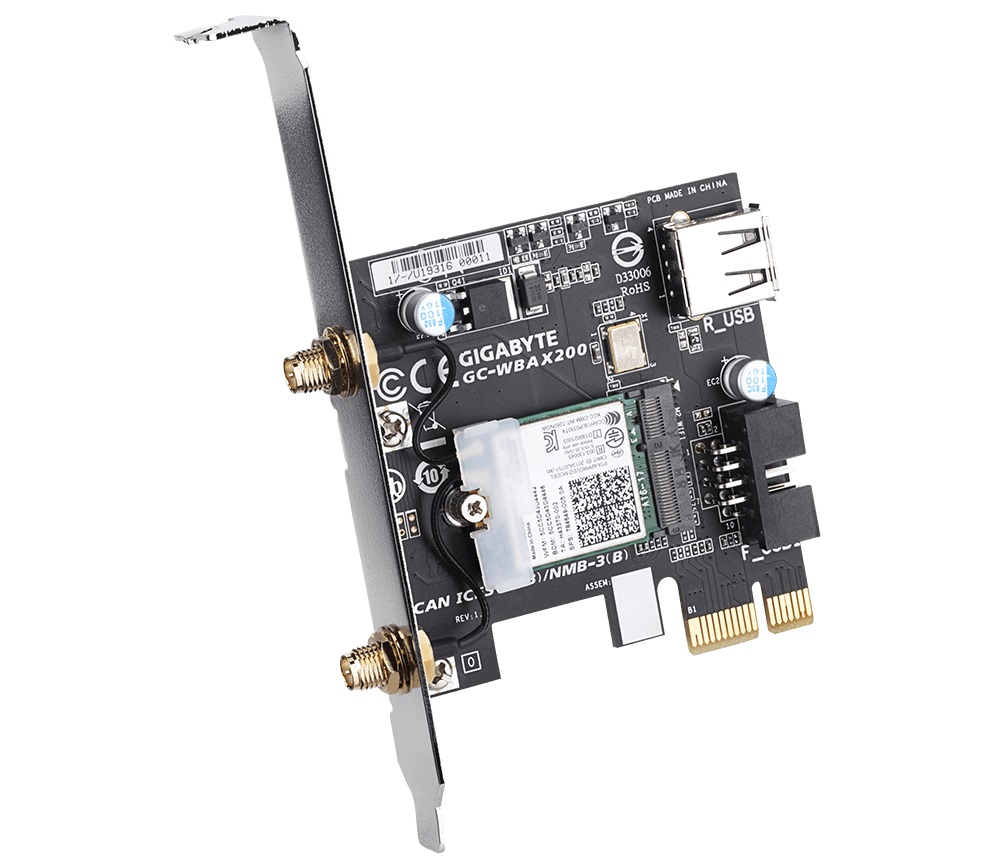 Bezprzewodowa karta sieciowa PCI Express Wi-Fi 6 AX2400 Gigabyte GC-WBAX200 Bluetooth 5.0 - obrazek 2