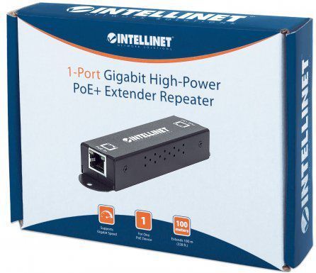 Regenerator Extender sygnału PoE+ 1-portowy Gigabitowy Intellinet - obrazek 2