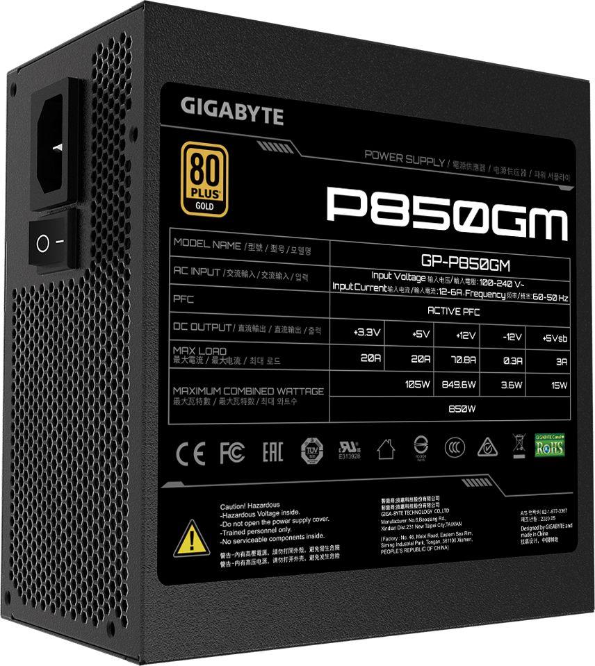 Zasilacz ATX 850W Gigabyte P850GM Modularny 80 Plus Gold - obrazek 2