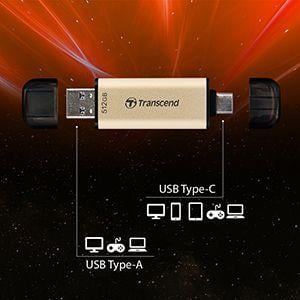 Flashdrive 256GB USB 3.2 Type-C USB-A Transcend JetFlash 930C - obrazek 3