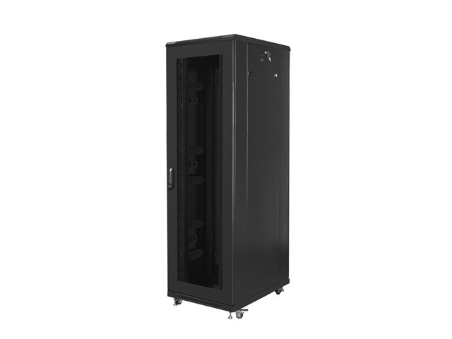 Szafa stojąca rack 19" 42U 800x800mm czarna (drzwi przednie perforowane) Lanberg - obrazek 3