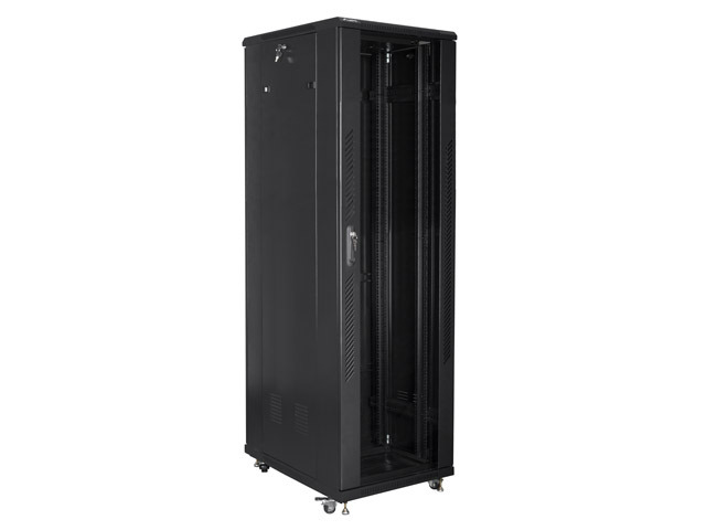 Szafa stojąca rack 19" 42U 600x1000mm czarna (drzwi przednie szklane) Lanberg - obrazek 3