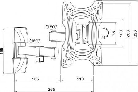 Uchwyt do mocowania LCD 10" - 42" - 15 Kg Ścienny uchylny ART - obrazek 2
