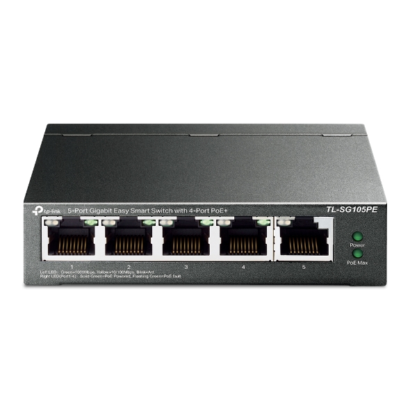 Switch TP-Link TL-SG105PE 5x10/100/1000 MB/s Easy Smart - Metalowa obudowa 4xPoE+
