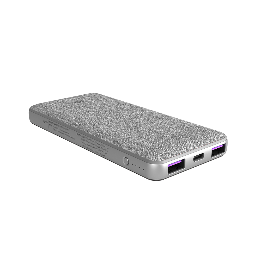 PowerBank Silicon Power 10000mAh QP77 1x USB-C, 2x USB-A QC3.0, PD Szary - obrazek 2