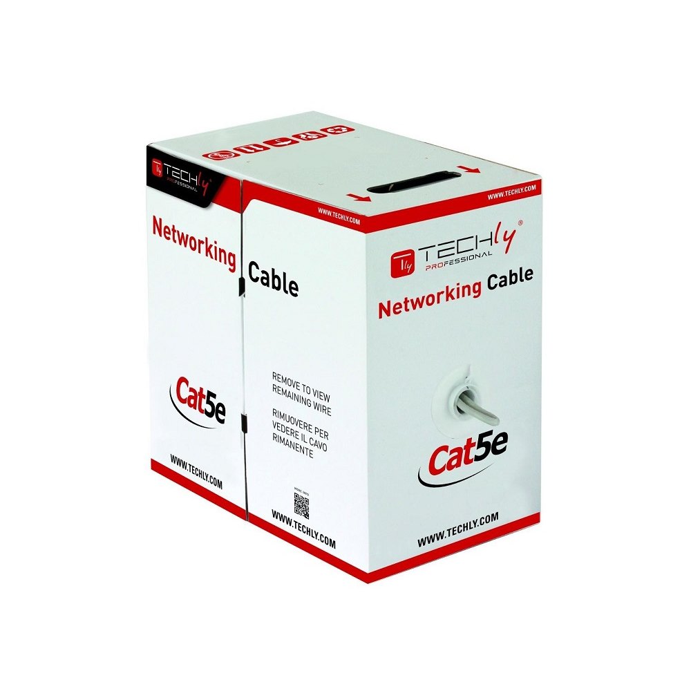 Kabel sieciowy UTP skrętka, Drut 305 m kat. 5E CU Szary Techly - obrazek 2