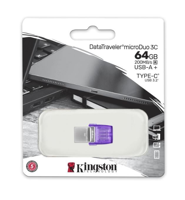 Flashdrive 64GB USB 3.2 Type-C Kingston Data Traveler MicroDuo 3C G3 - obrazek 3