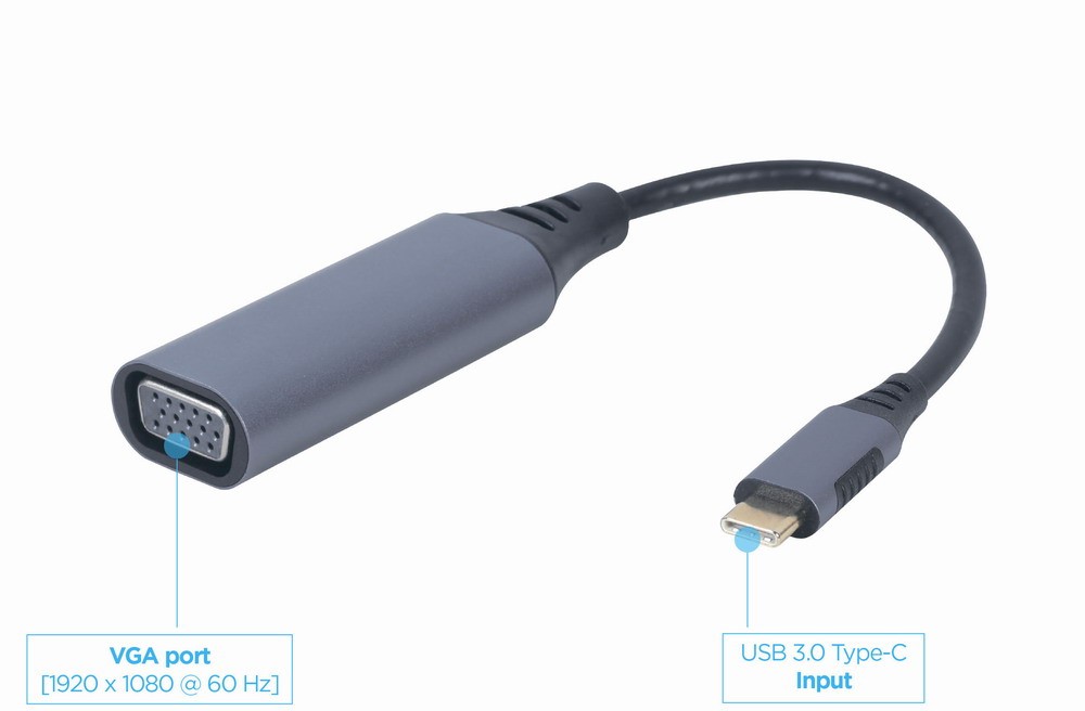 Adapter USB Type-C męski na VGA żeński Gembird - obrazek 3