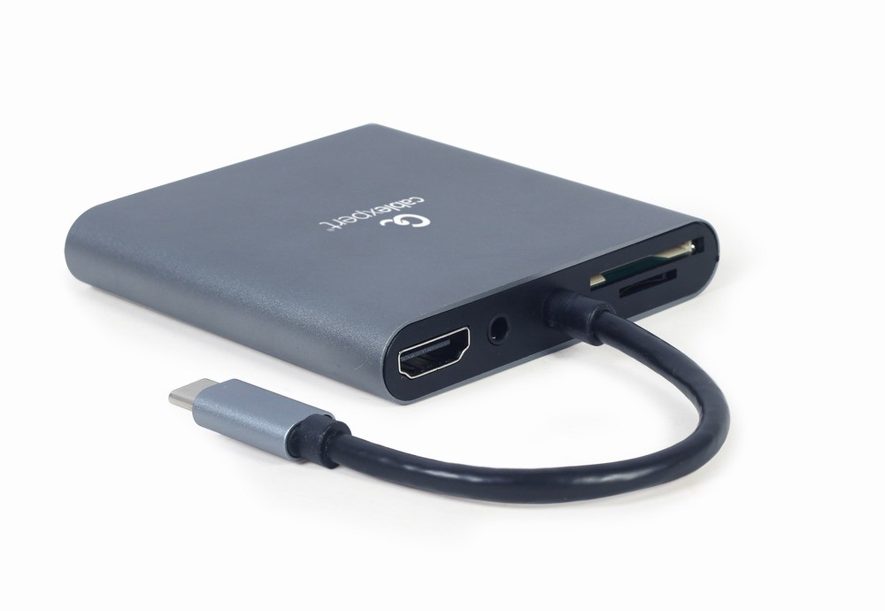 Adapter USB Type-C męski na HDMI żeński + USB 3.0 + Audio + Czytnik kart + USB-C PD Gembird - obrazek 2