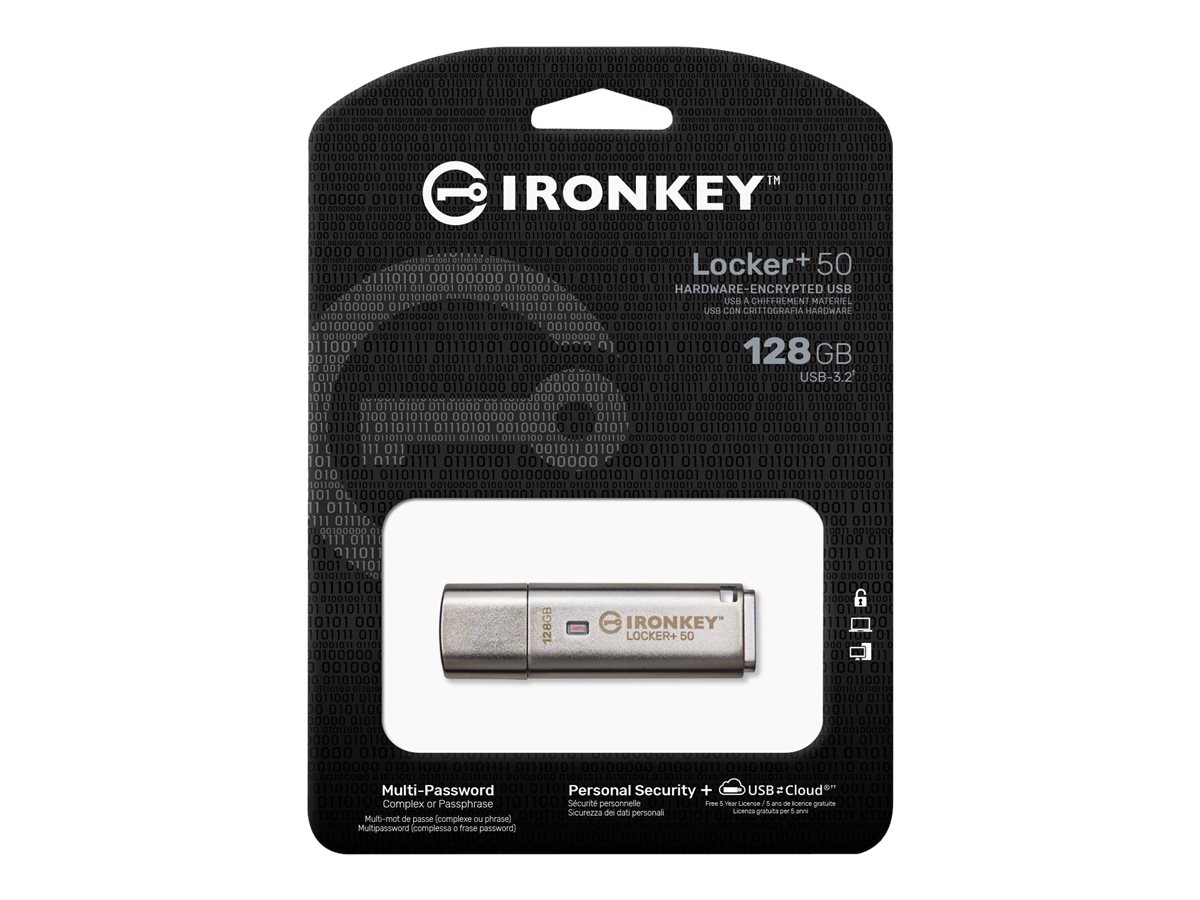 Flashdrive 128GB USB 3.2 Kingston IronKey Locker+ 50 AES - obrazek 2