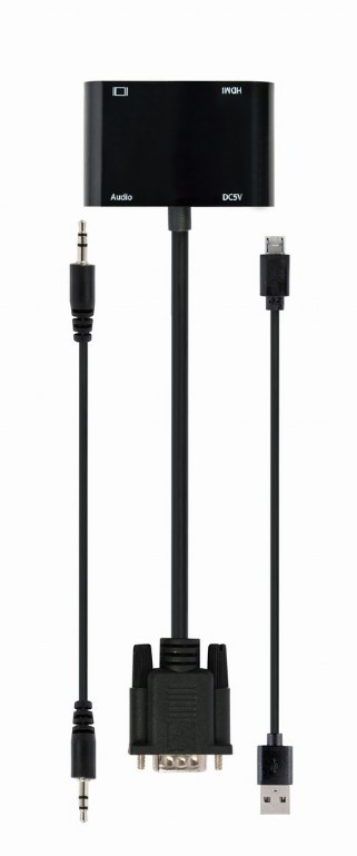 Adapter VGA męski do HDMI żeński + VGA żeński Gembird - obrazek 3