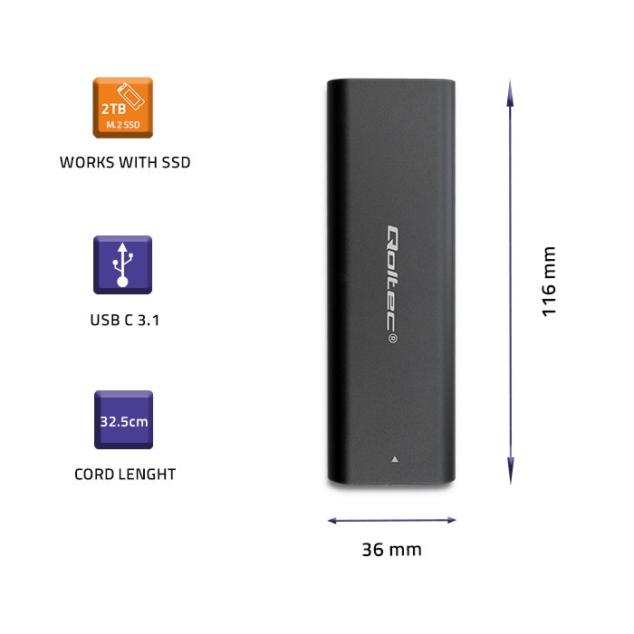 Obudowa do SSD M.2 USB Type-C Qoltec - obrazek 2