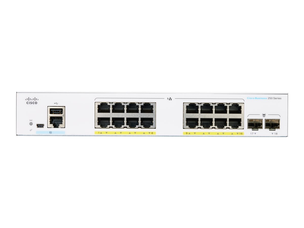 Switch Cisco CBS250-16P-2G Smart 16-port Gigabit PoE 2X1G SFP - obrazek 2