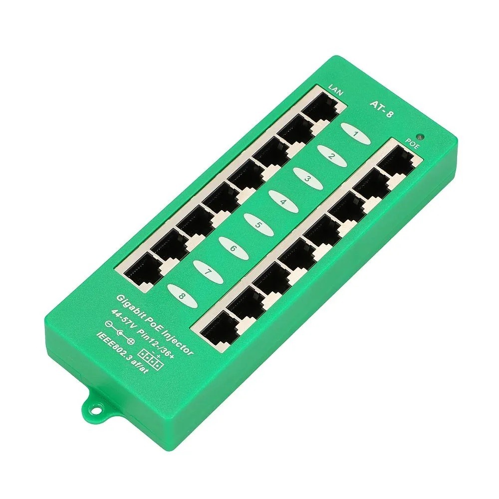 PoE Injector  8 x 1000Mb/s RJ45  Extralink
