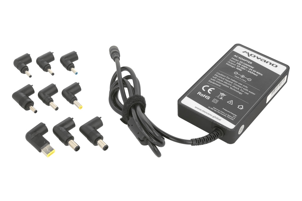 Zasilacz sieciowy do laptopa Uniwersalny 15 - 20V 90W 8 wtyków