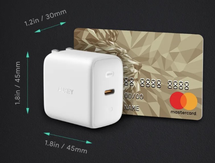 Ładowarka sieciowa USB GaN 61W 1 x USB Type-C PD Aukey Biała - obrazek 4