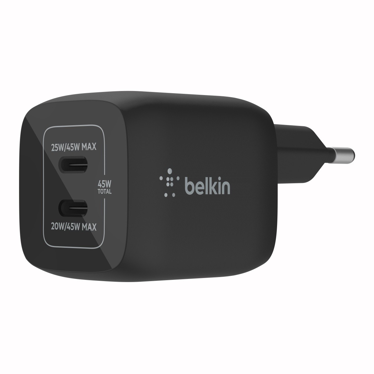 Ładowarka sieciowa USB GaN 45W 2 x USB Type-C PD Belkin Czarna