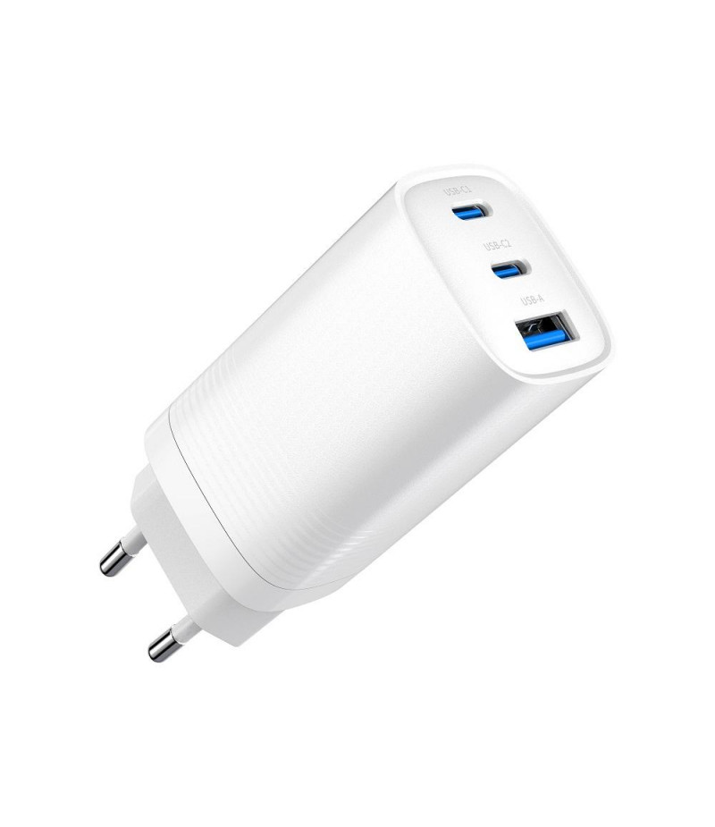 Ładowarka sieciowa USB GaN 65W 2 x USB Type-C + 1 x USB A PD Gembird Biała - obrazek 3