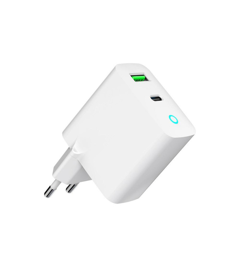 Ładowarka sieciowa USB 20W 1 x USB Type-C + 1 port USB-A QC 3.0 Gembird Biała - obrazek 3