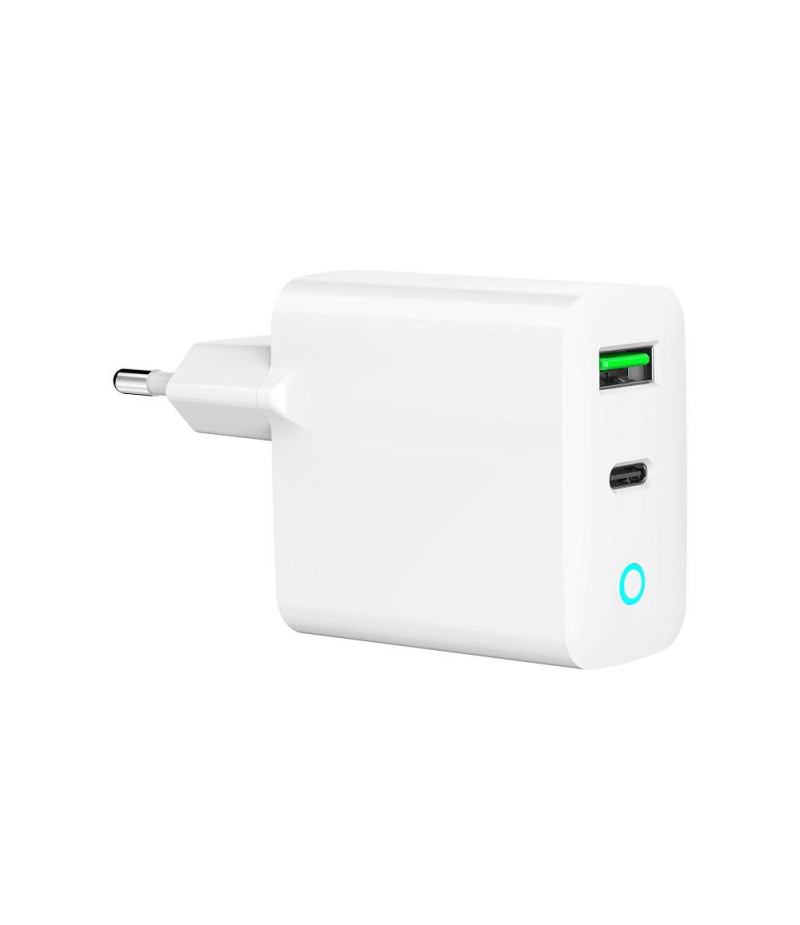 Ładowarka sieciowa USB 20W 1 x USB Type-C + 1 port USB-A QC 3.0 Gembird Biała - obrazek 5