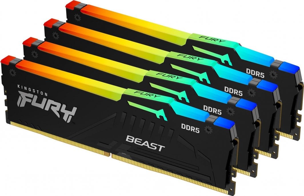 DIMM PC-5600 DDR5 64GB Kingston KF556C40BBAK4-64 Fury Beast RGB **4 x 16GB**