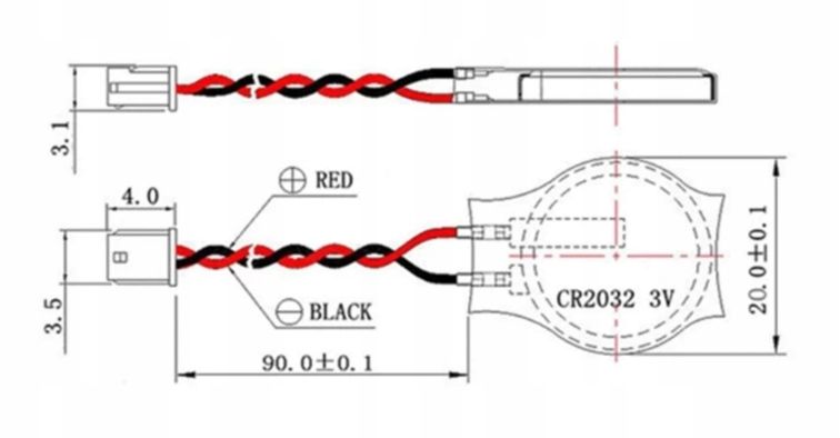 Bateria CMOS BIOS CR2032 3V Dell Lenovo HP Acer 2pin - obrazek 2