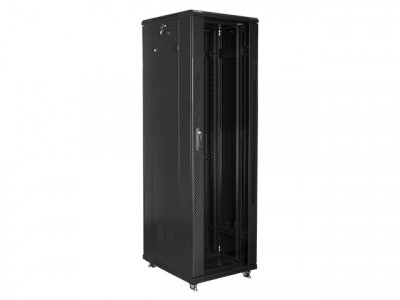 Szafa stojąca rack 19" 42U 600x800mm czarna (drzwi przednie szklane) Lanberg - obrazek 4