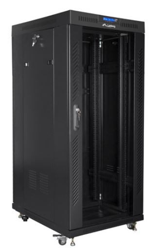 Szafa stojąca rack 19" 27U 800x1000mm czarna (drzwi przednie szklane) LCD Lanberg - obrazek 2