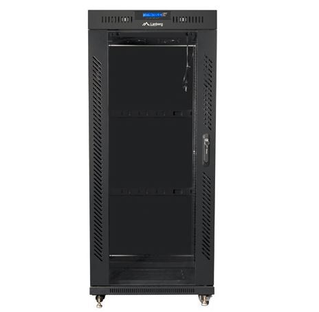 Szafa stojąca rack 19" 27U 800x1200mm czarna (drzwi przednie szklane) LCD Lanberg - obrazek 2