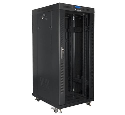 Szafa stojąca rack 19" 27U 800x1200mm czarna (drzwi przednie szklane) LCD Lanberg - obrazek 3