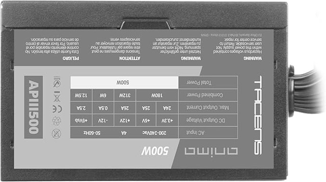 Zasilacz ATX 500W Tacens Anima APIII500 80 Plus Bronze - obrazek 3