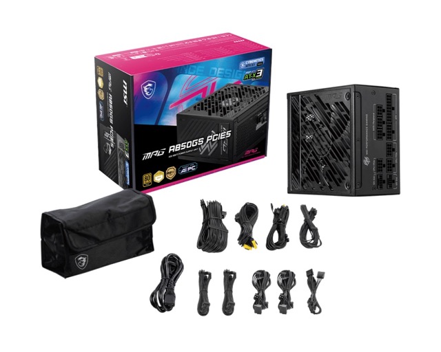 Zasilacz ATX 850W MSI MPG A850GS PCIE5 Modularny 80 Plus Gold - obrazek 5