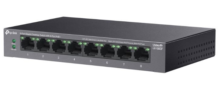 Switch TP-Link LS108GP 8x10/100/1000 MB/s 8xPoE+ - Metalowa obudowa - obrazek 4