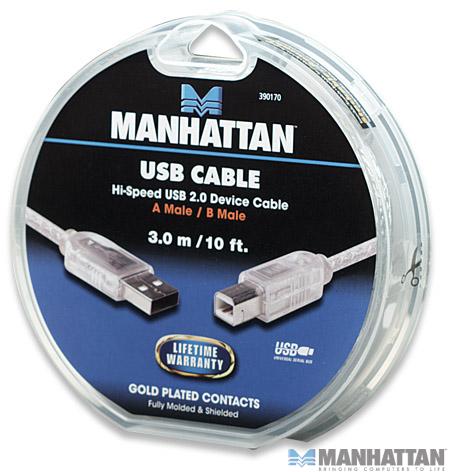 Kabel USB 2.0 A/B 3.0 m Manhattan - obrazek 3
