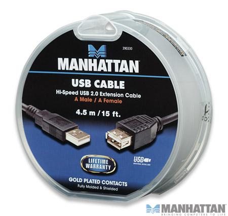 Kabel USB 2.0 A/B 5.0 m Manhattan Srebrny - obrazek 3